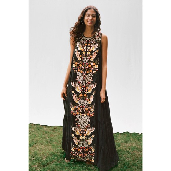 Anthropologie Dresses & Skirts - Anthropologie Sz 10 Samant Chauhan Jacaranda Embroidered Tiered Maxi Dress Boho
